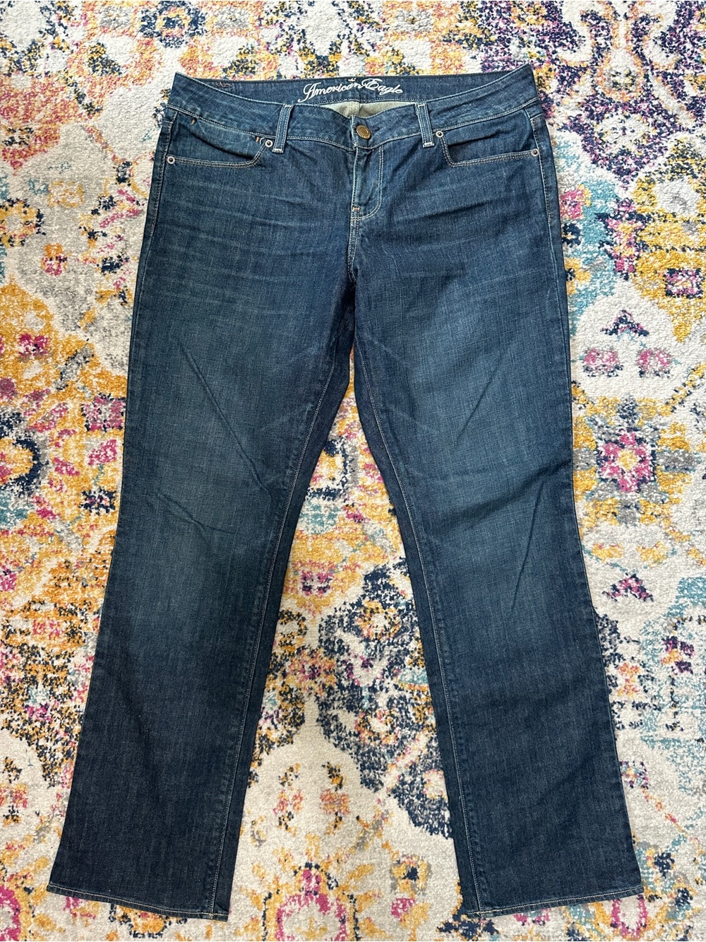 American Eagle 77 Straight Jeans Size 12 Short Dark Wash Denim Pant